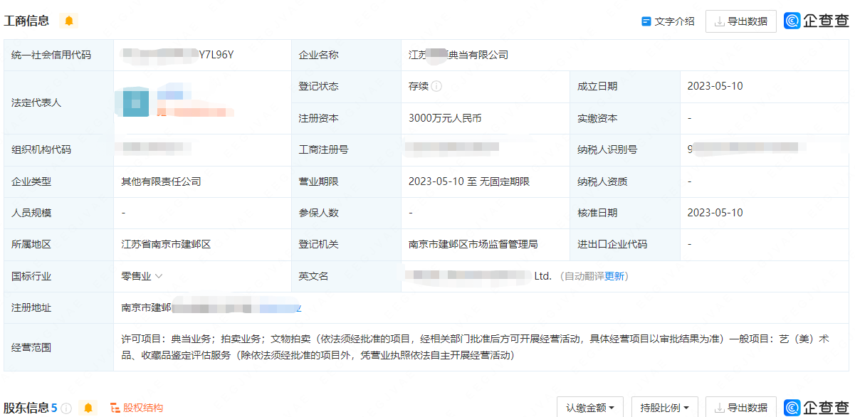 代办注册典当行有限公司